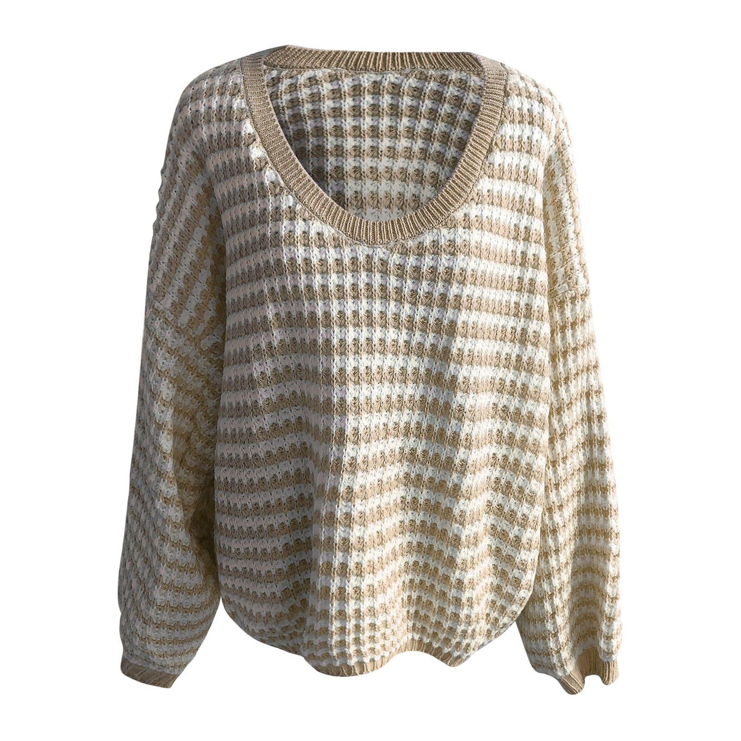 Wide V-Neck Knitted Chic Sweater