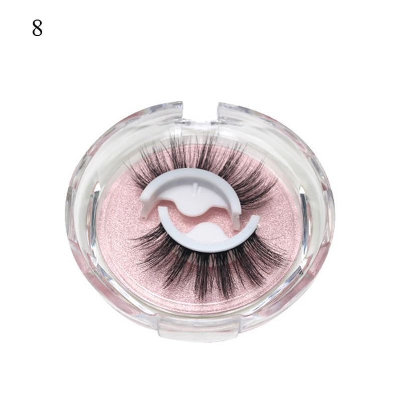 1pair Self-adhesive False Eyelashes Glue Free 3d Strip