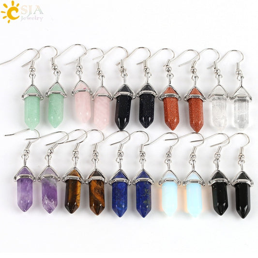 Natural Stone Bead Drop Earrings