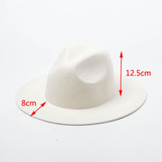 Ladys Wool Felt White Wide Brim Fedoras