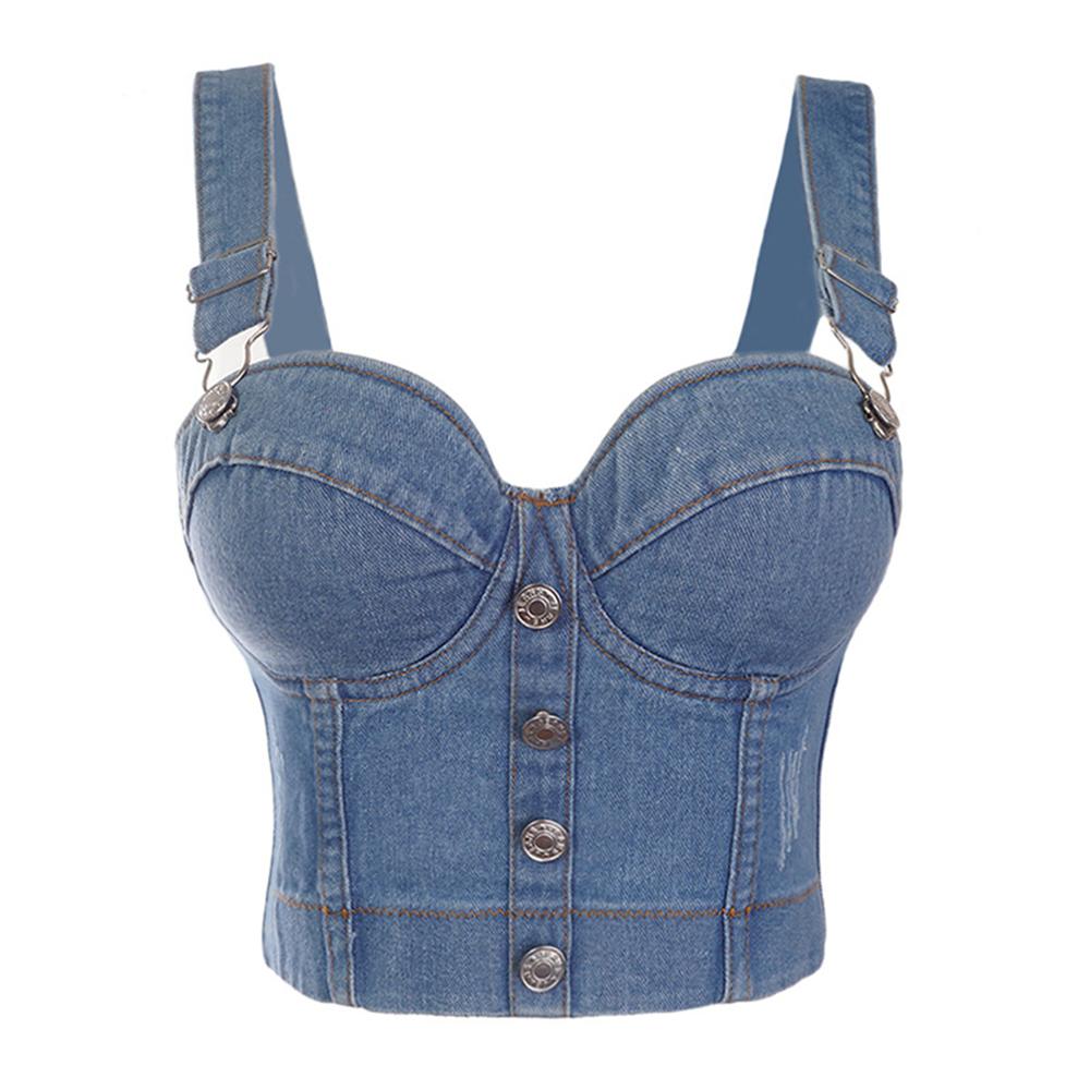 SXTHAENOO Denim Bustier Bra