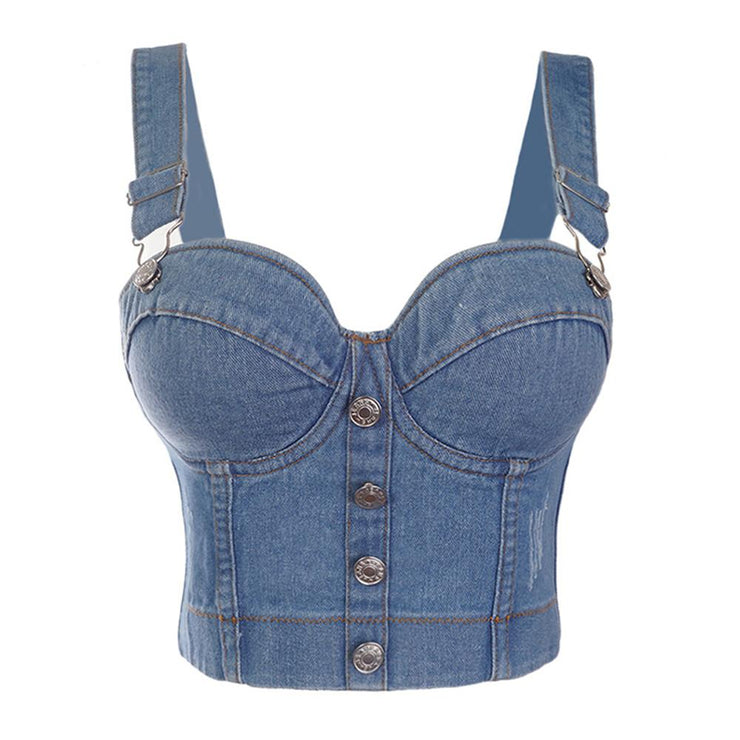 SXTHAENOO Denim Bustier Bra