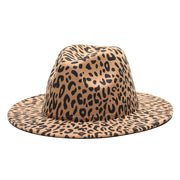 Leopard Print Wool Felt Fedora Hats