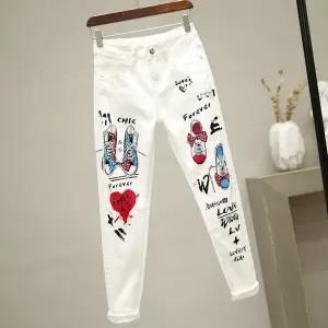 Flowers Print Stretch Skinny Jeans