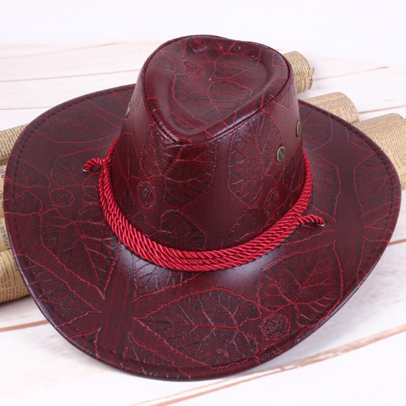 Unisex Leather Western Fedoras