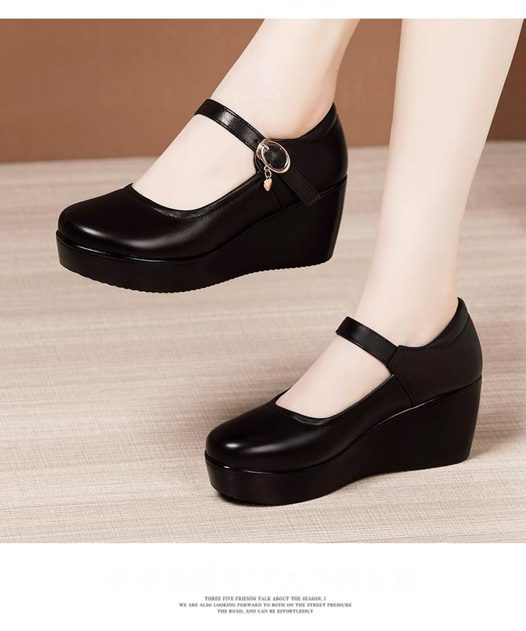 Leather Platform Wedge Soft Sole