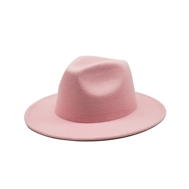 Unisex Solid Color Big Brim Fedoras