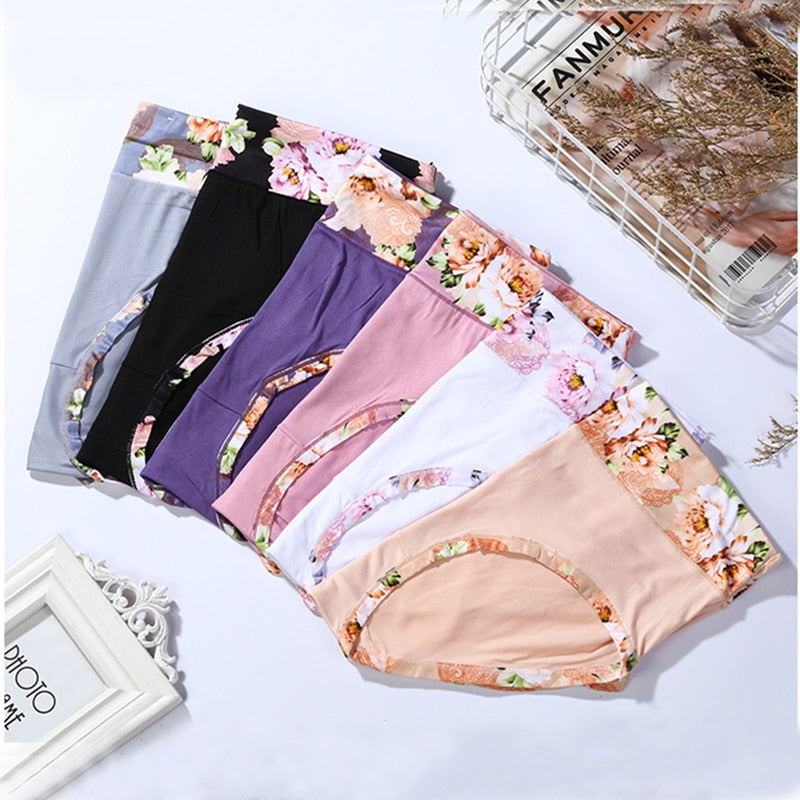 Flower Print High Waist Briefs