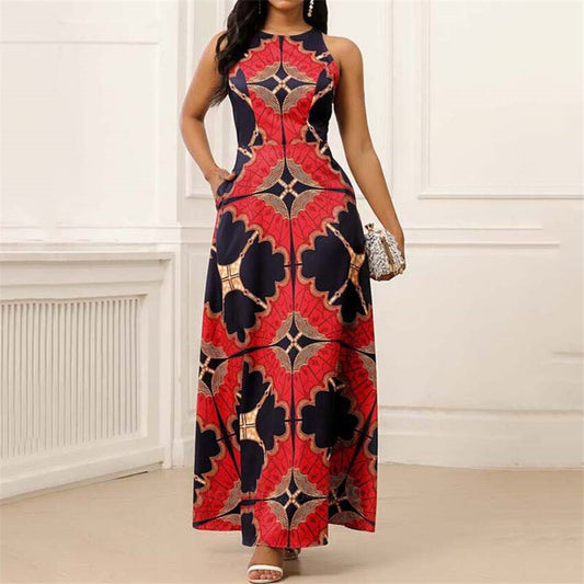 Dashiki Print Maxi Dress