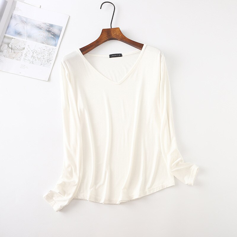 Long Sleeve V Neck Stretch T Shirt