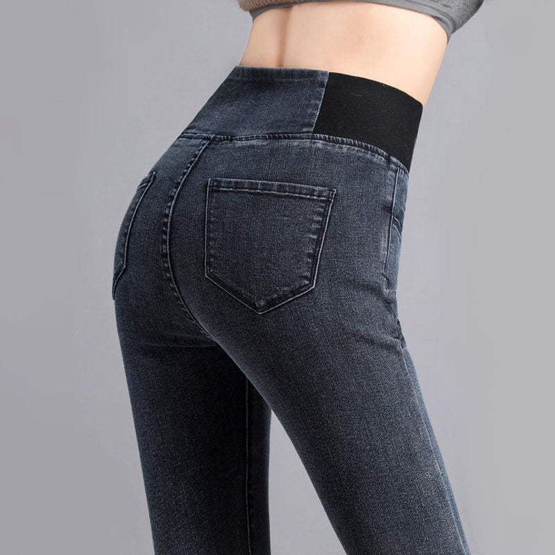 Blue Denim Pencil Stretch Pants