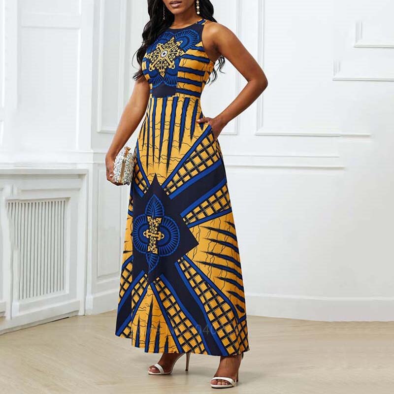 Dashiki Print Maxi Dress