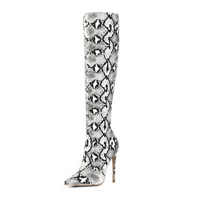 Pointed Toe Snake Print Stilettos