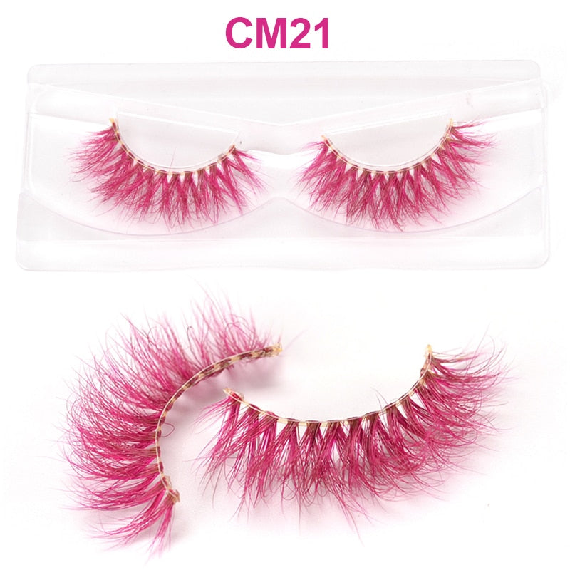 3D 5D Real Mink Strip Fake Colored Eyelashes