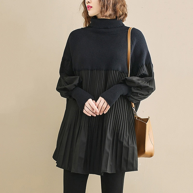 Pleated Knitted Sweater Skirt