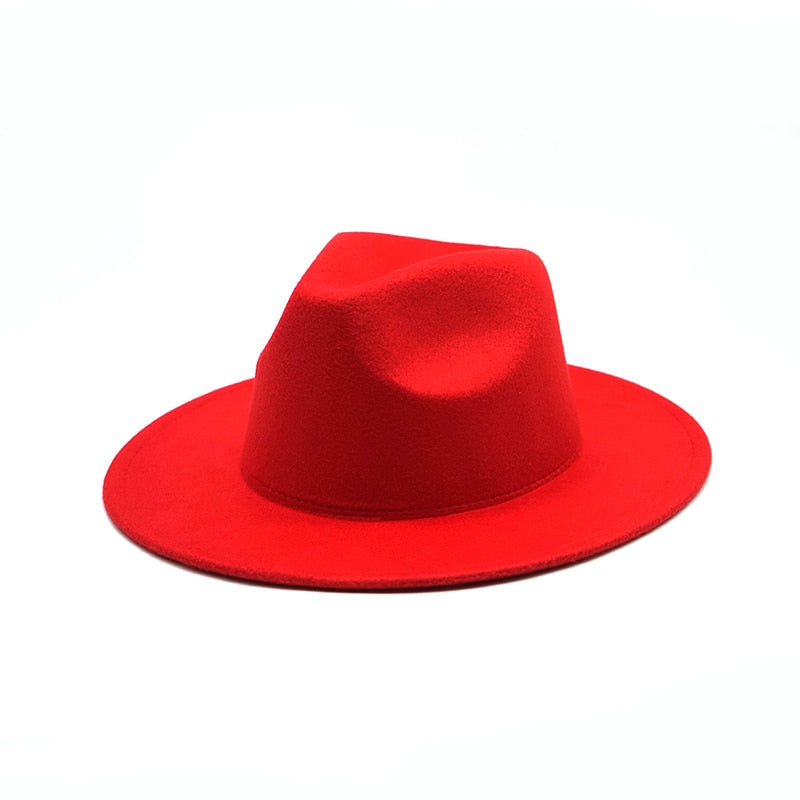 Unisex Solid Color Big Brim Fedoras