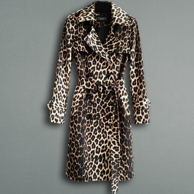 Leopard Print Trench Coat