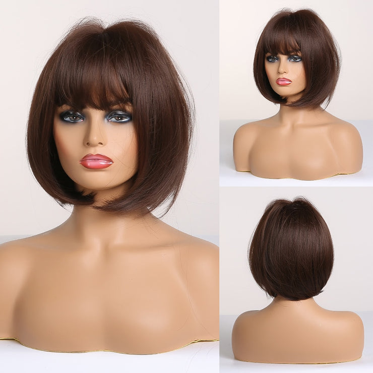 GEMMA Synthetic Wigs with Side Bangs Pixie Cut