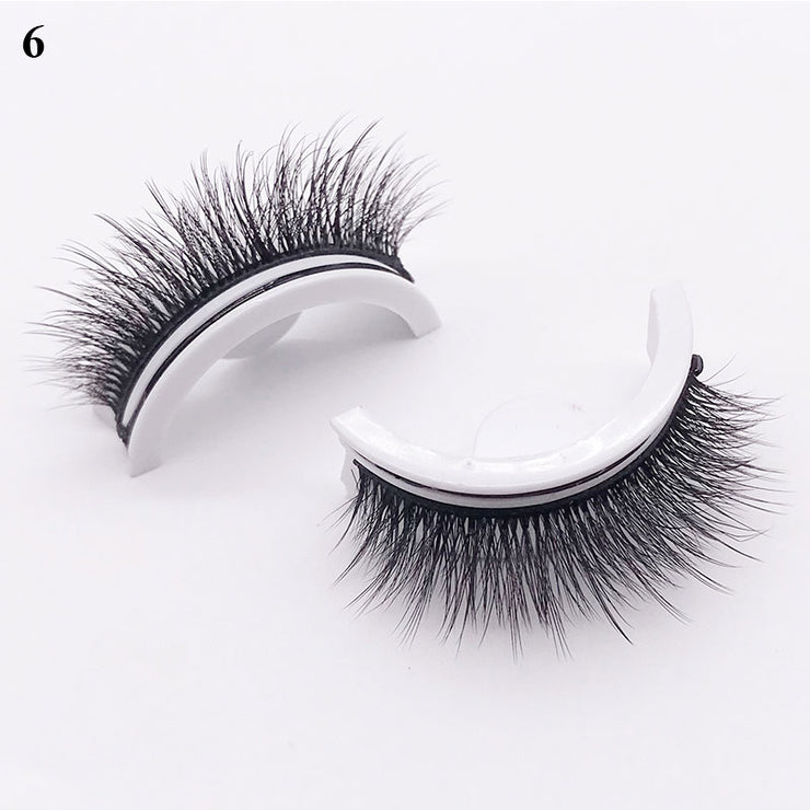 1pair Self-adhesive False Eyelashes Glue Free 3d Strip