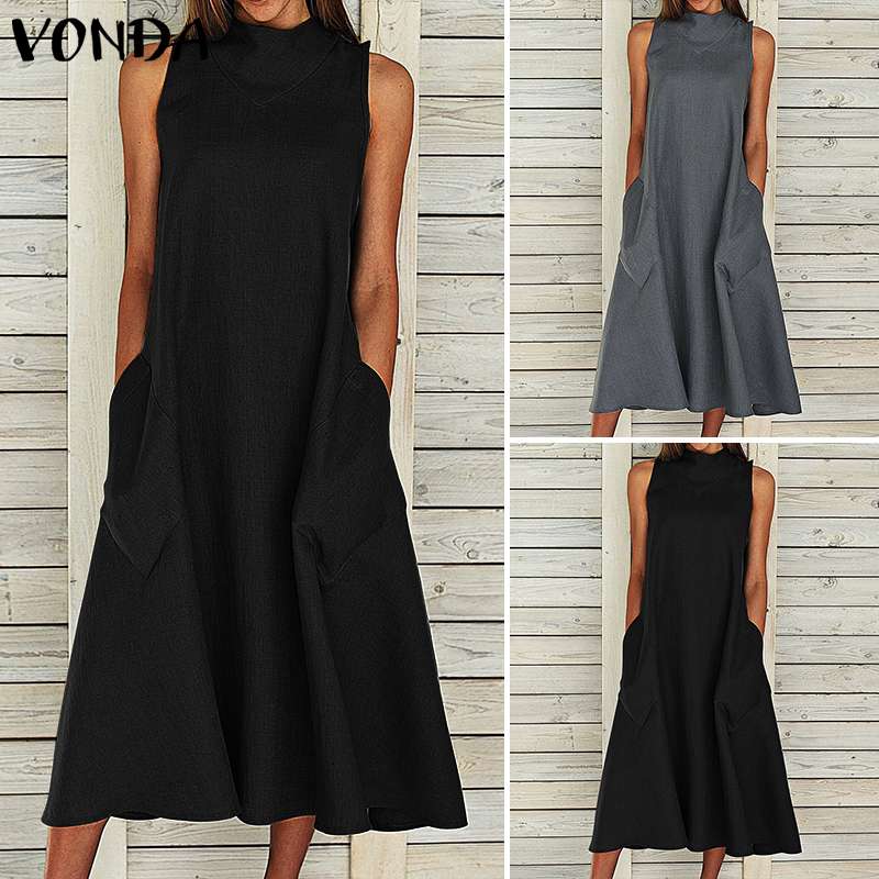 VONDA Sleeveless Loose Sundress