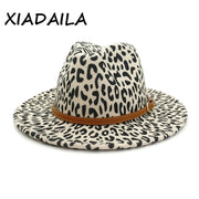 Leopard Print Wool Felt Fedora Hats