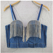 SXTHAENOO Denim Bustier Bra