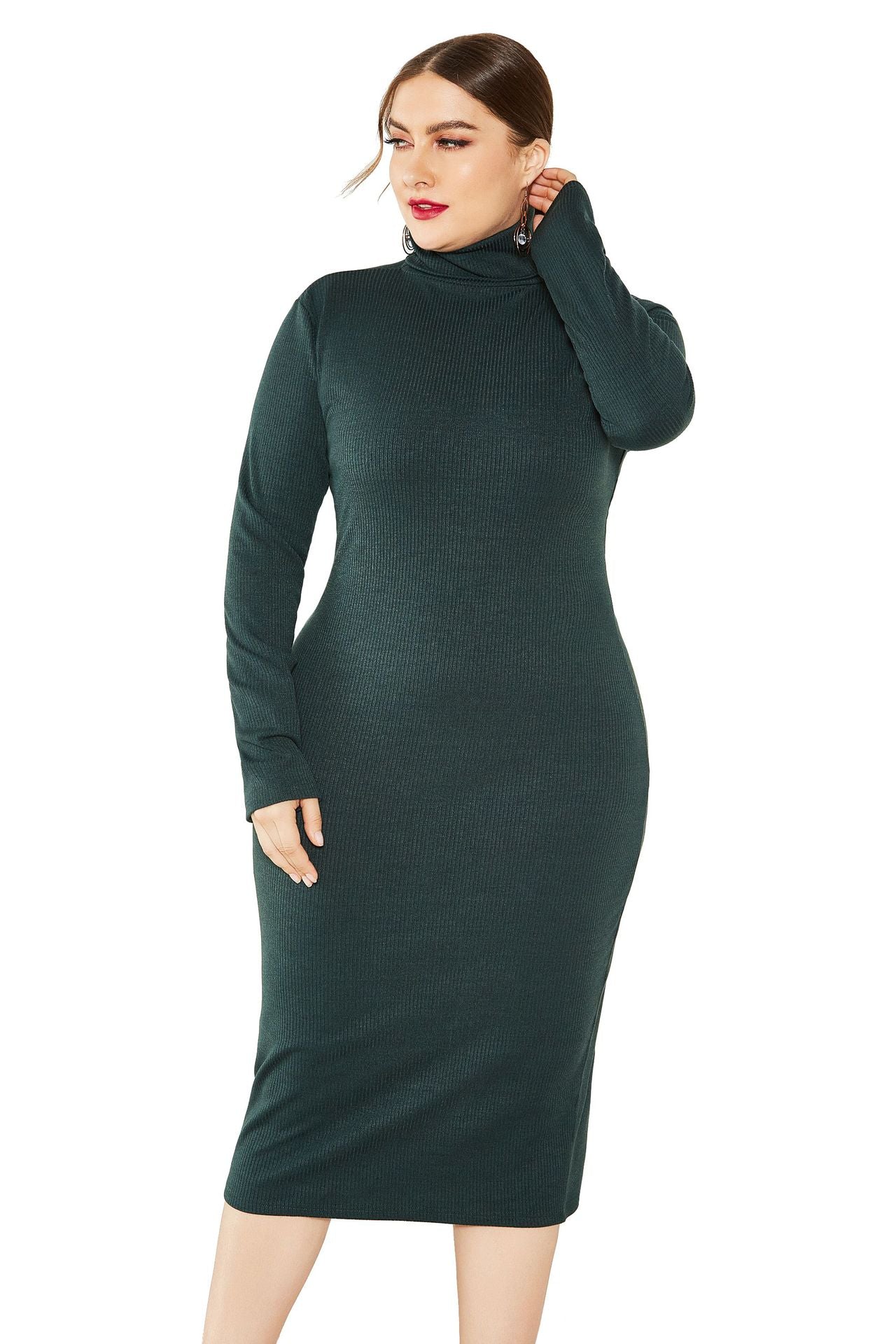 Knitted Turtleneck Bodycon Sweater Dresses