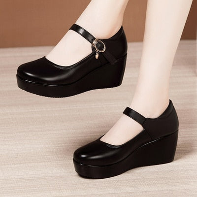 Leather Platform Wedge Soft Sole