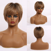 GEMMA Synthetic Wigs with Side Bangs Pixie Cut