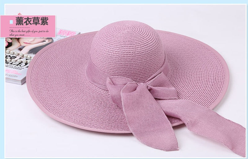 Foldable Big Bow Sun Hat