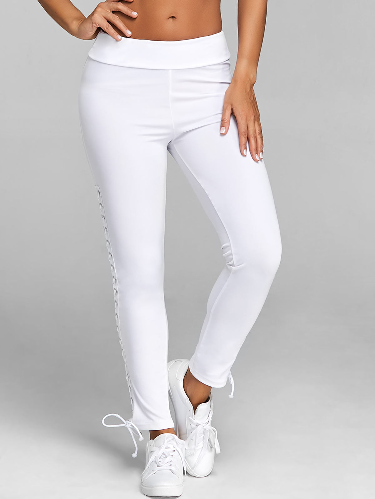 Lace Up Grommet Pencil Pants