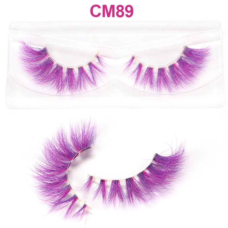 3D 5D Real Mink Strip Fake Colored Eyelashes