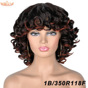 Short Curly Afro Wig with Bangs High Temperature Fiber