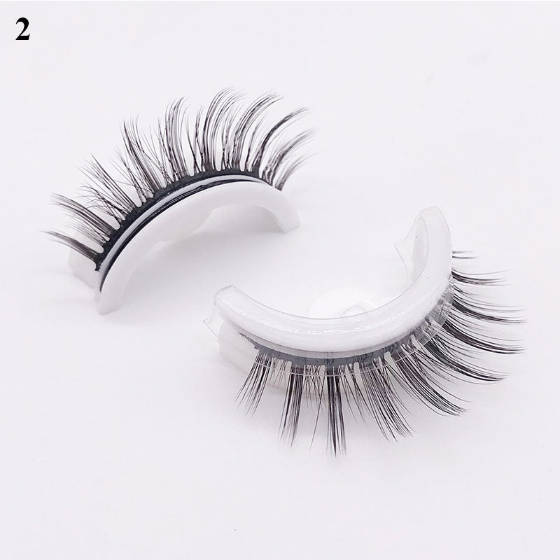 1pair Self-adhesive False Eyelashes Glue Free 3d Strip