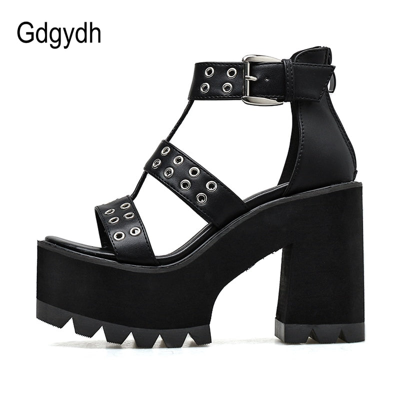 Gladiator Rock Style Block Heels