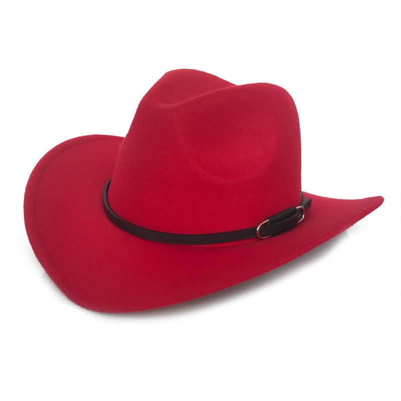 Unisex Large Wave Brim Cowboy Fedoras