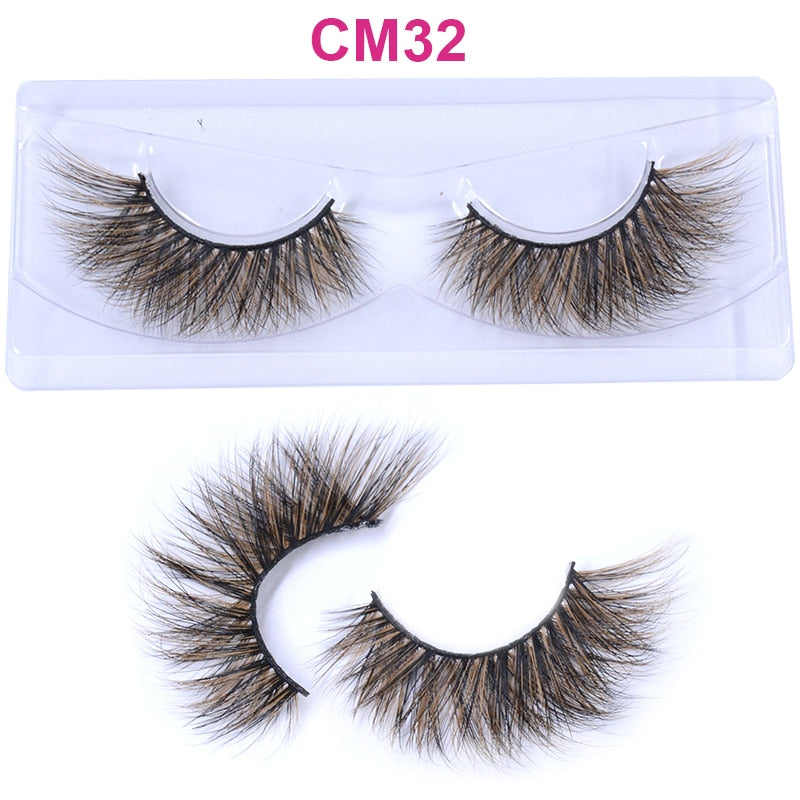 3D 5D Real Mink Strip Fake Colored Eyelashes