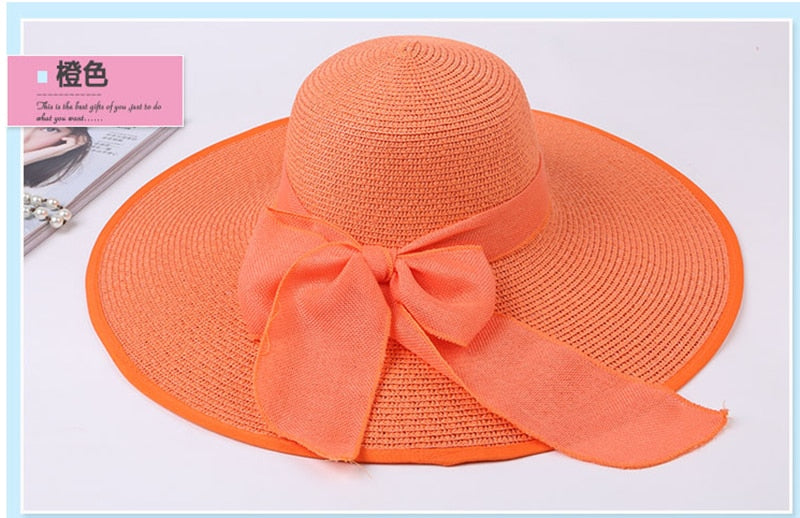 Foldable Big Bow Sun Hat