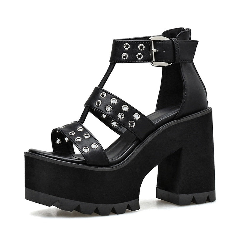 Gladiator Rock Style Block Heels