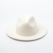 Pork Pie 100% Wool White Wide Brim Fedoras