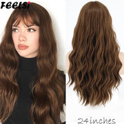 FEELSI Synthetic Pure Long Water Wave Halloween Wig