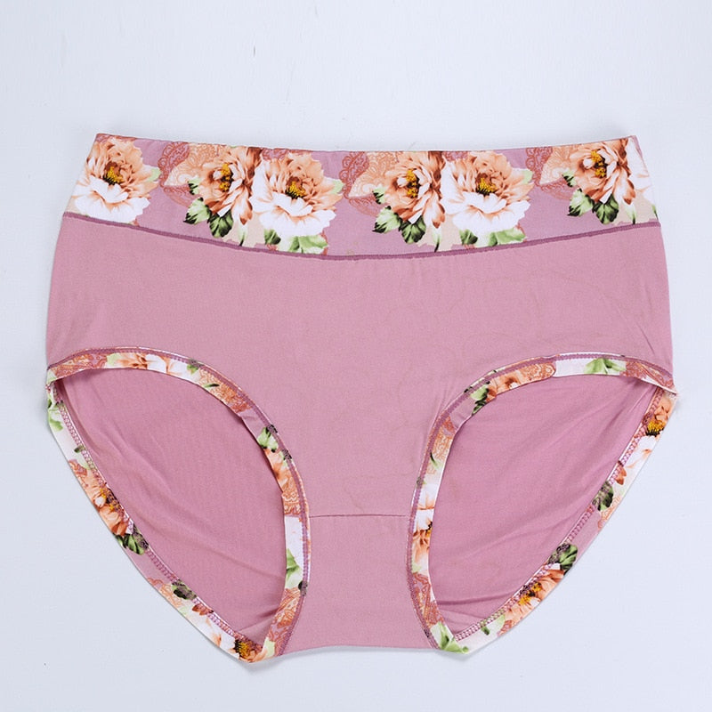 Flower Print High Waist Briefs