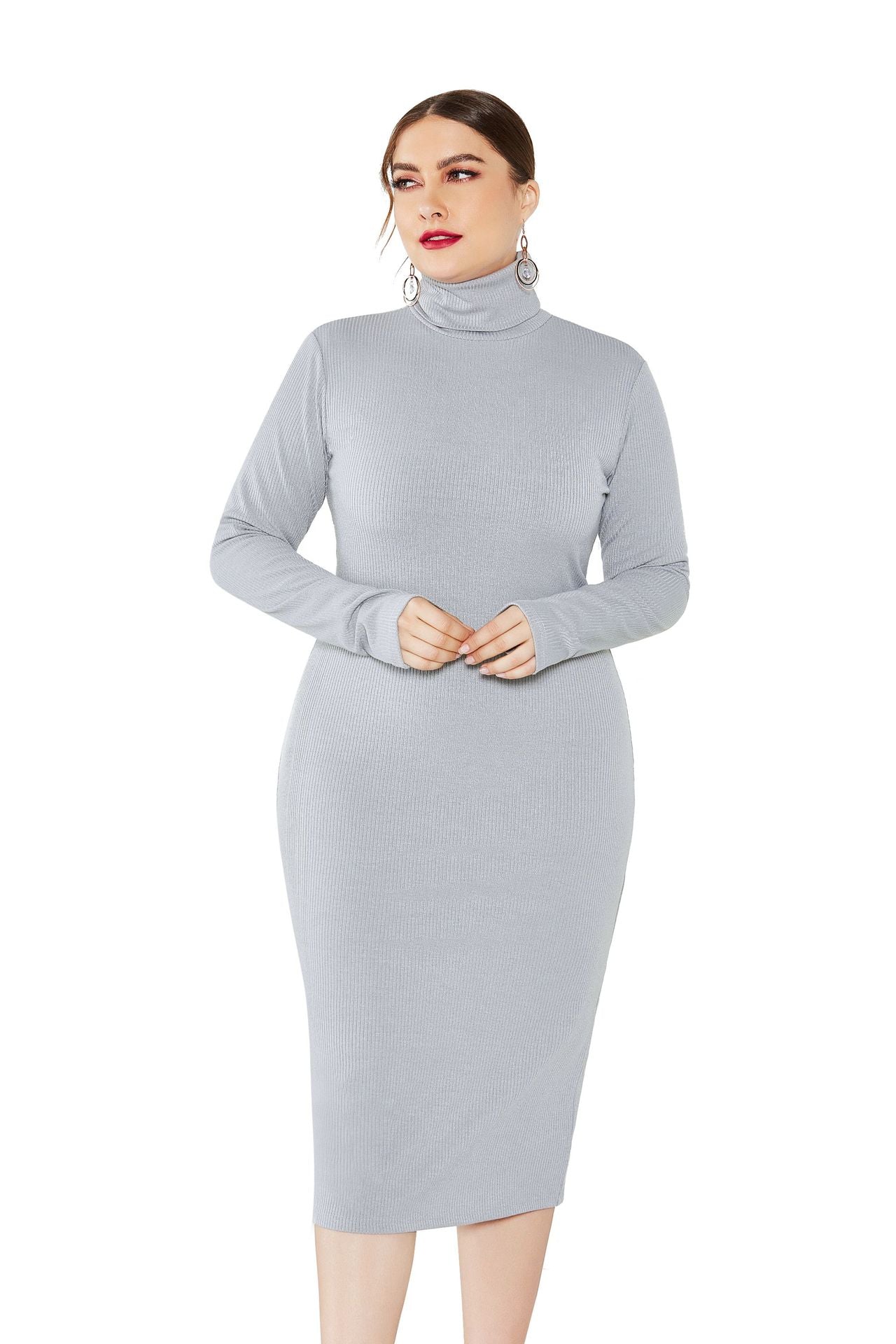 Knitted Turtleneck Bodycon Sweater Dresses