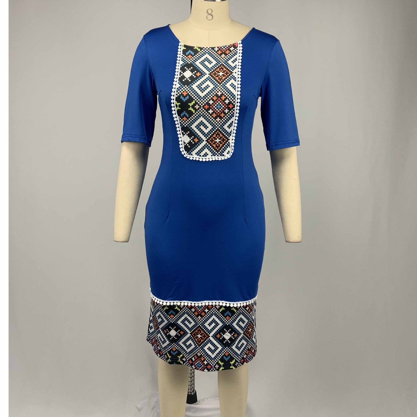 Dashiki Short Sleeve Bodycon Pencil Dress