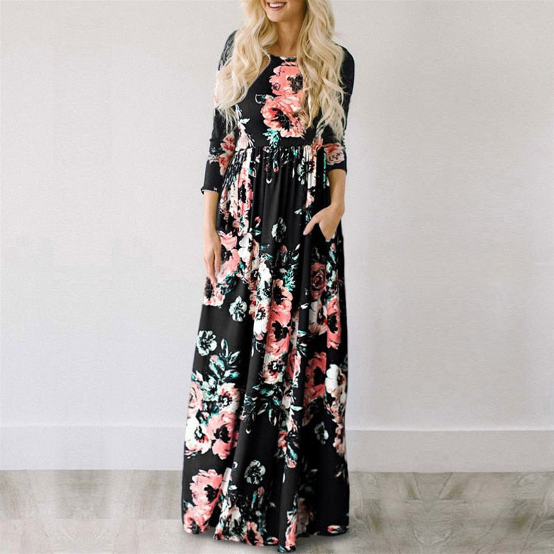 Floral Print Long Maxi Dresses