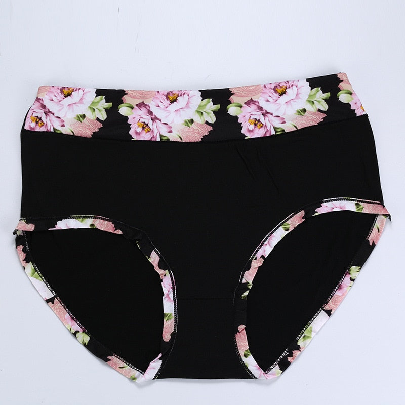 Flower Print High Waist Briefs