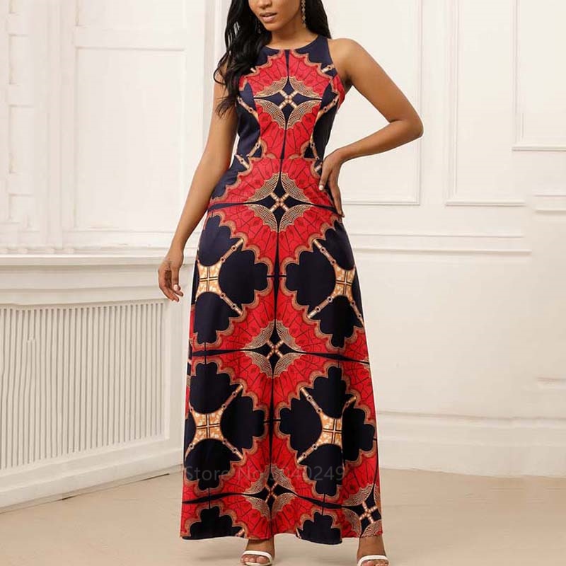 Dashiki Print Maxi Dress