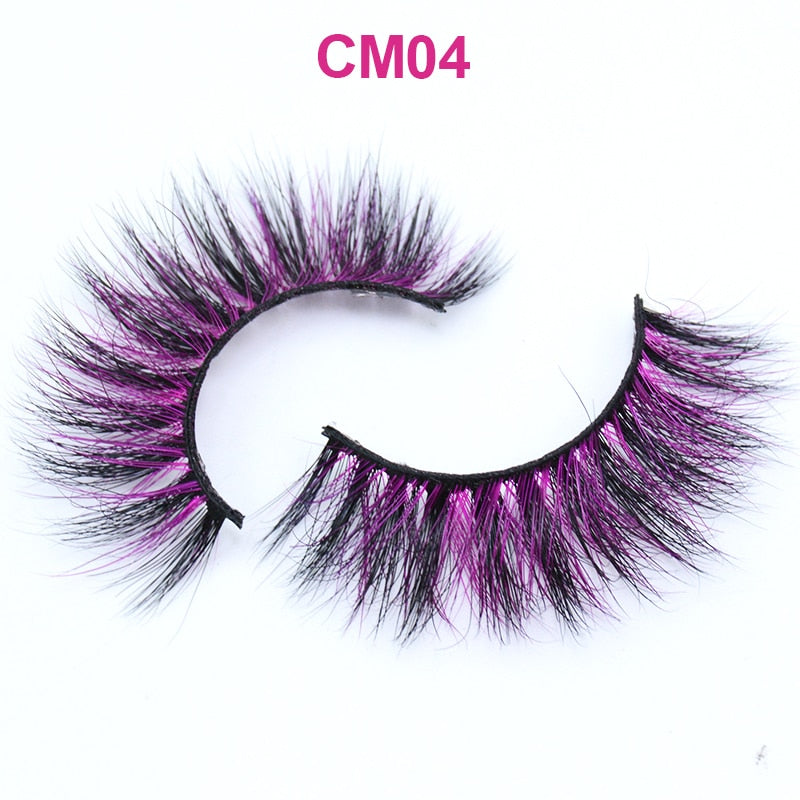 3D 5D Real Mink Strip Fake Colored Eyelashes