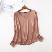 Long Sleeve V Neck Stretch T Shirt