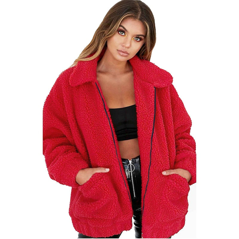 Zip Teddy Fur Coat